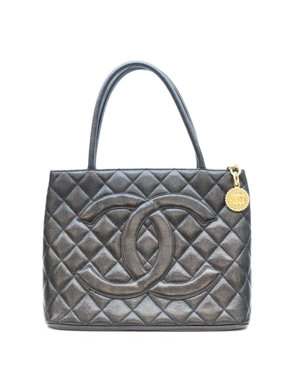 Chanel Black Caviar Medallion Tote Bag